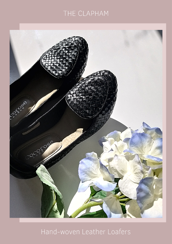 Woven leather loafers for women