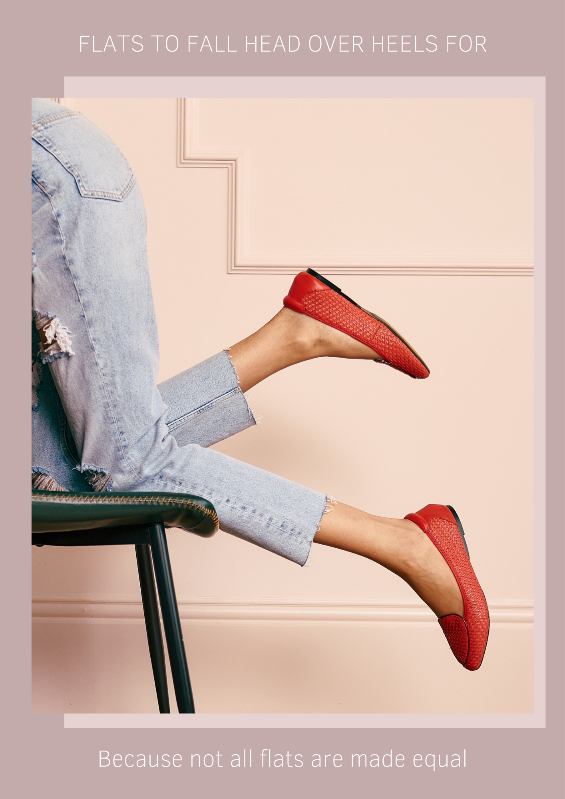 Woven leather red flats