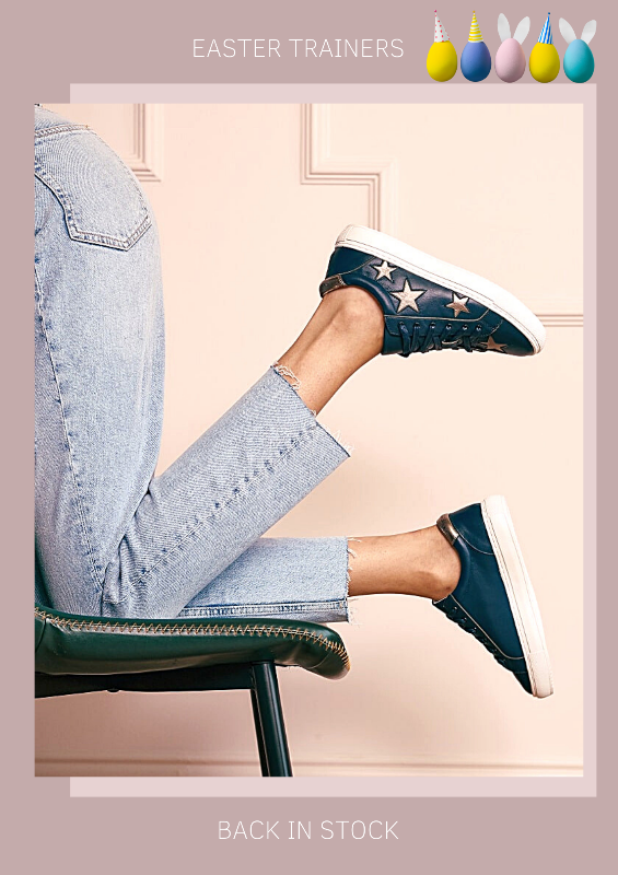 Navy leather trainers with stars | women's designer trainers | women's luxury trainers