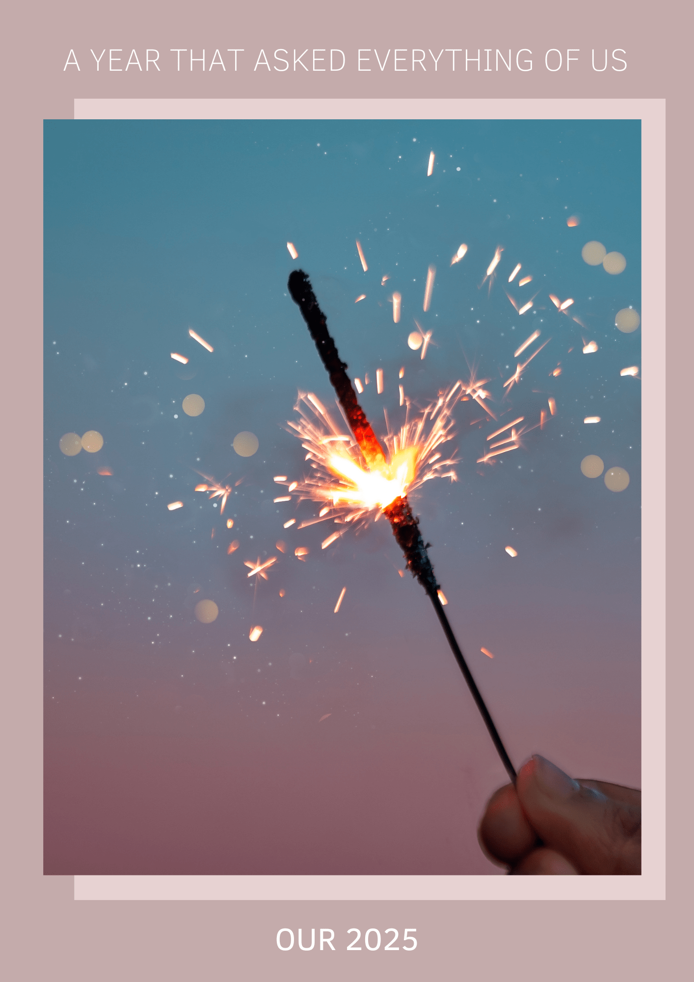 A lit sparkler burning brightly against a gradient twilight sky, blog about cocorose london 2025 year in review, cocorose london 2025 highlights