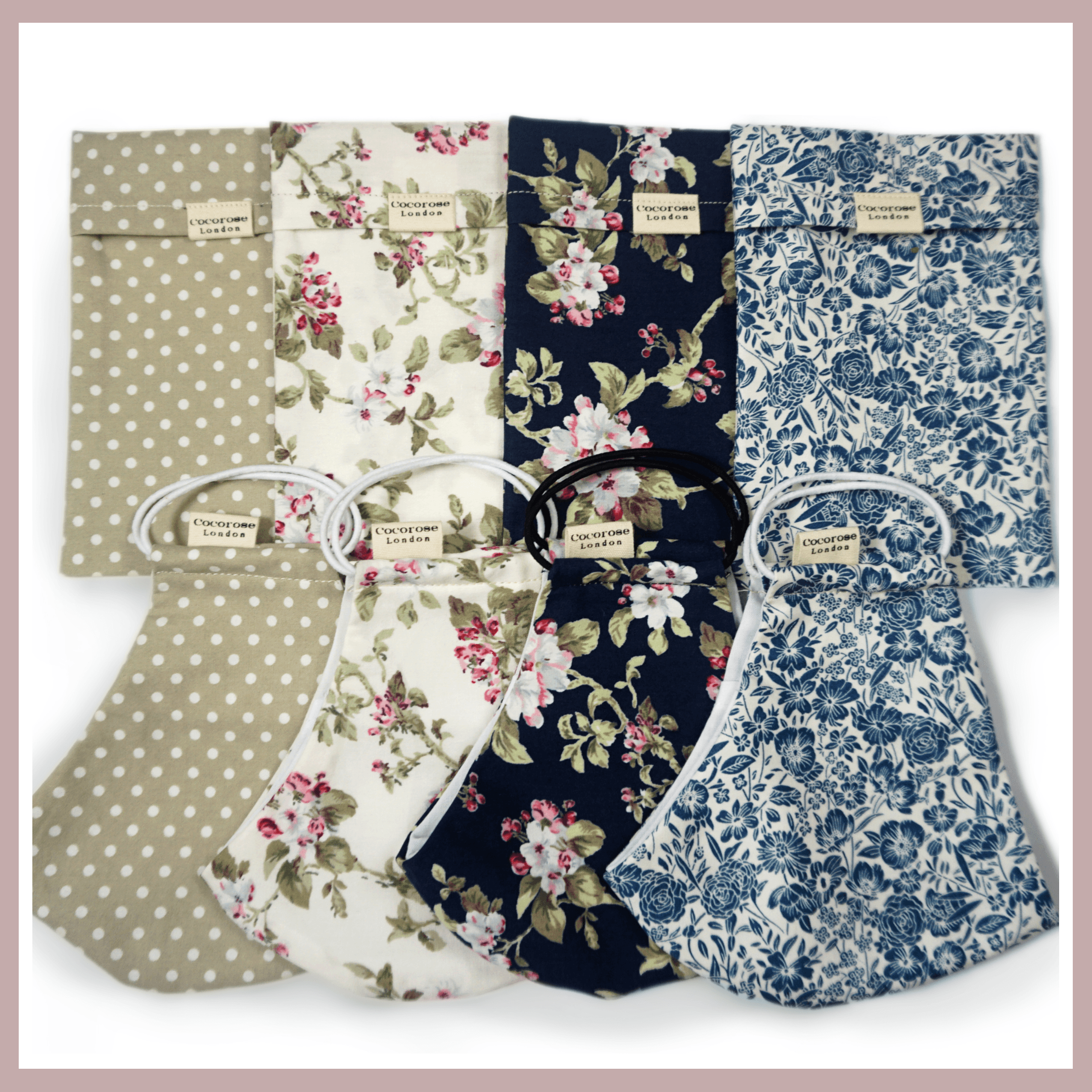 Our Cocorose Face Masks and Coverings come with a matching storage pouch | Quality 100% cotton and silk