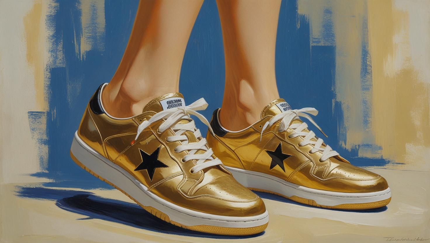Gold Leather Trainers womens