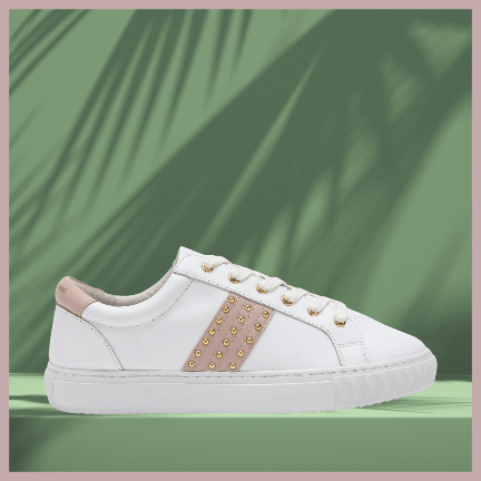 Pink leather trainers for women - walk with Poise