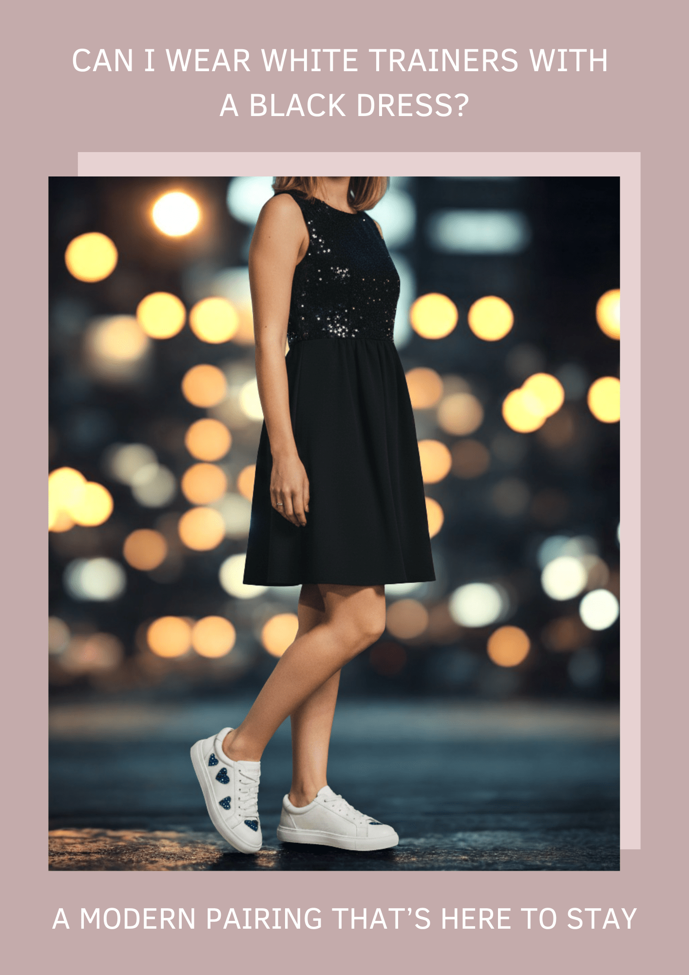 blog about wearing white trainers with a black dress