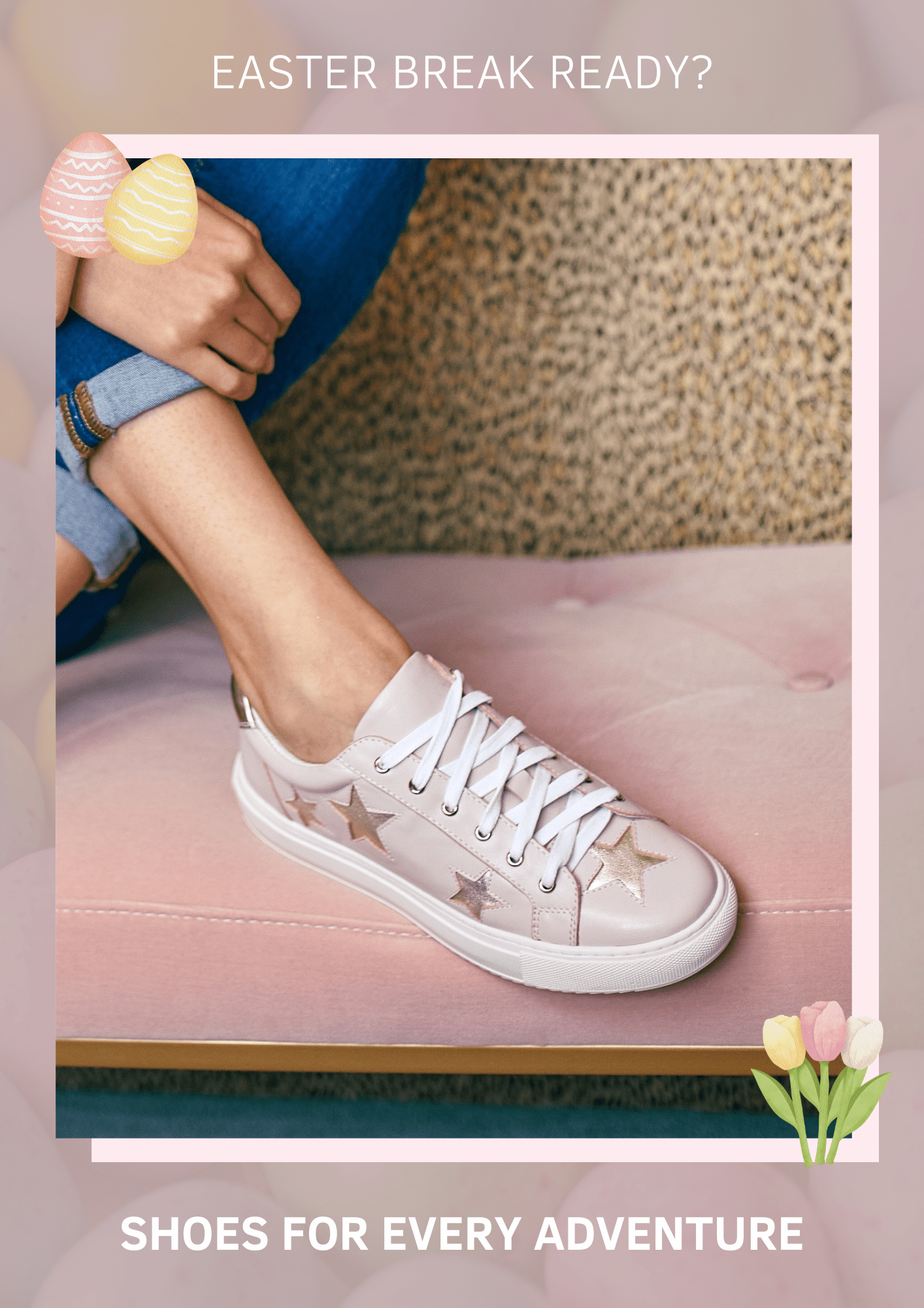 low-top pastel pink leather trainers with cut-out and stitched gold leather stars