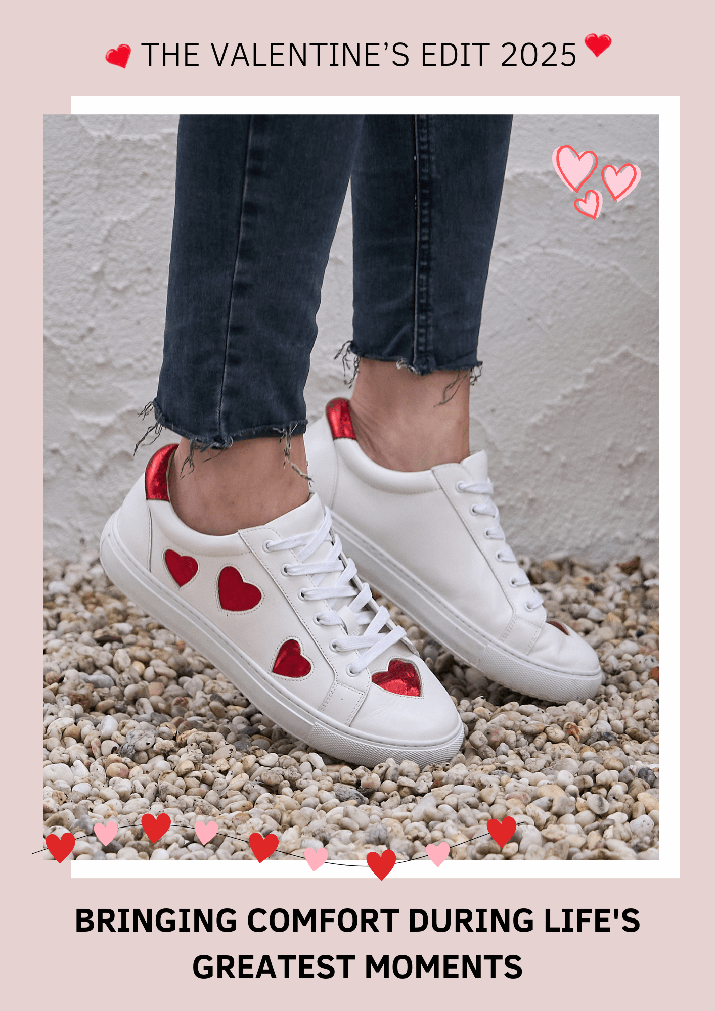 handmade white leather trainers with red hearts