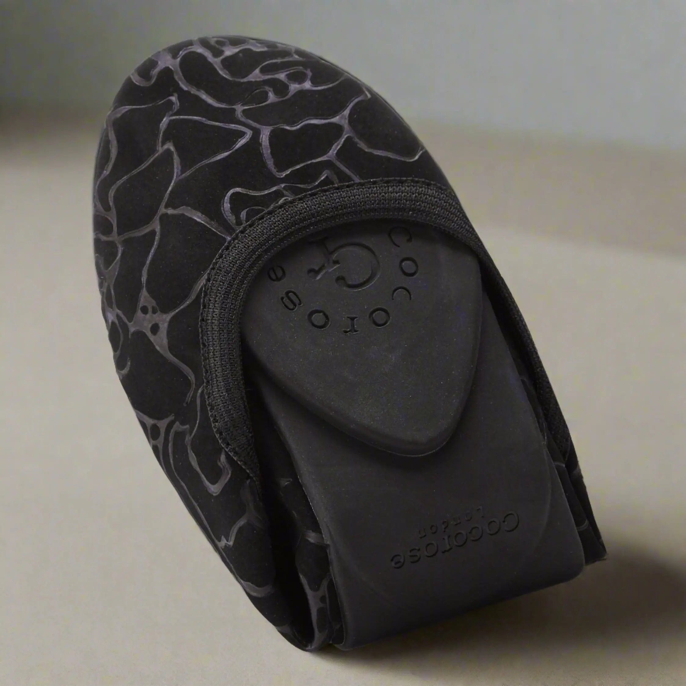 folded lack ballet flat with textured design, by Cocorose London