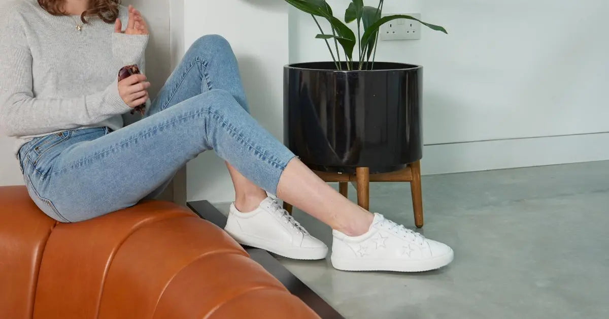 Womens Leather Trainers - Star Leather Trainers