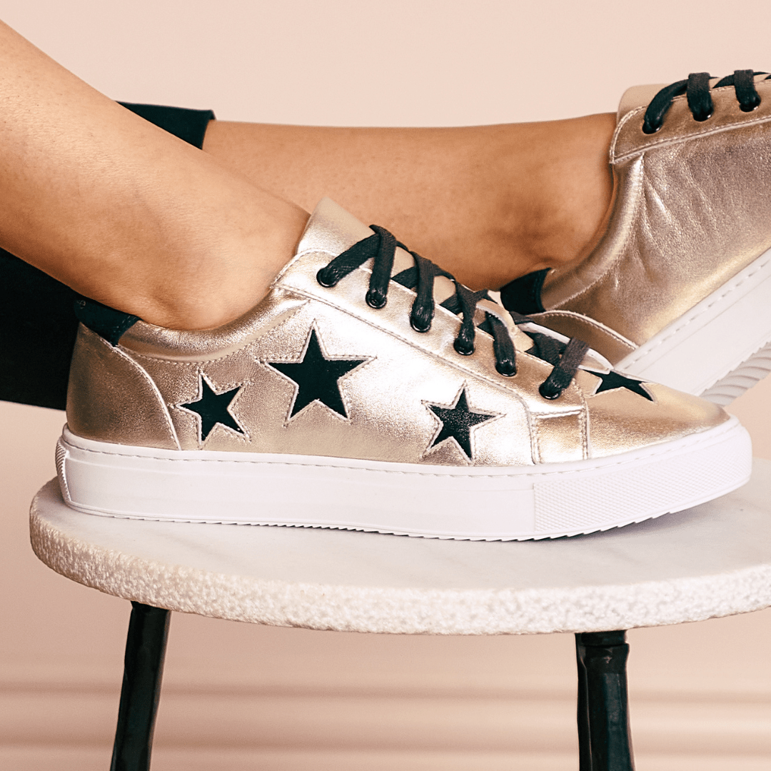 fashion trainers for women in gold leather