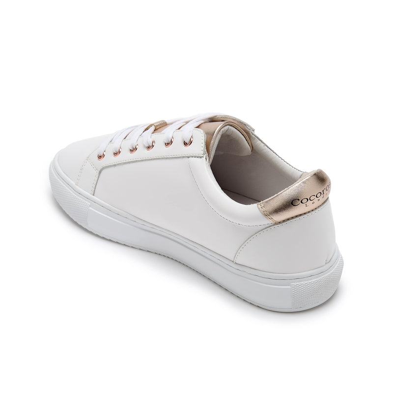 Hoxton - Rainbow Rose Gold & Pastel Pink Leather Trainers Cocorose London