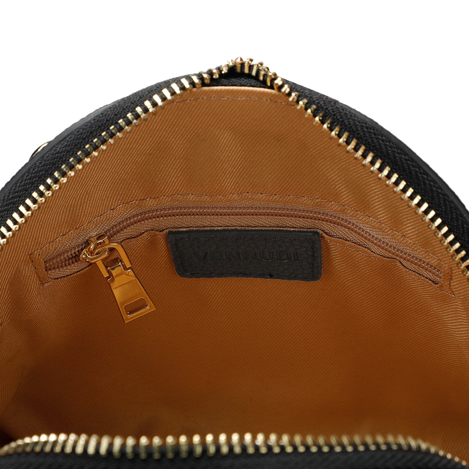 Black & Green Leather Dome Bag — With Tassel & Two-Way Zip