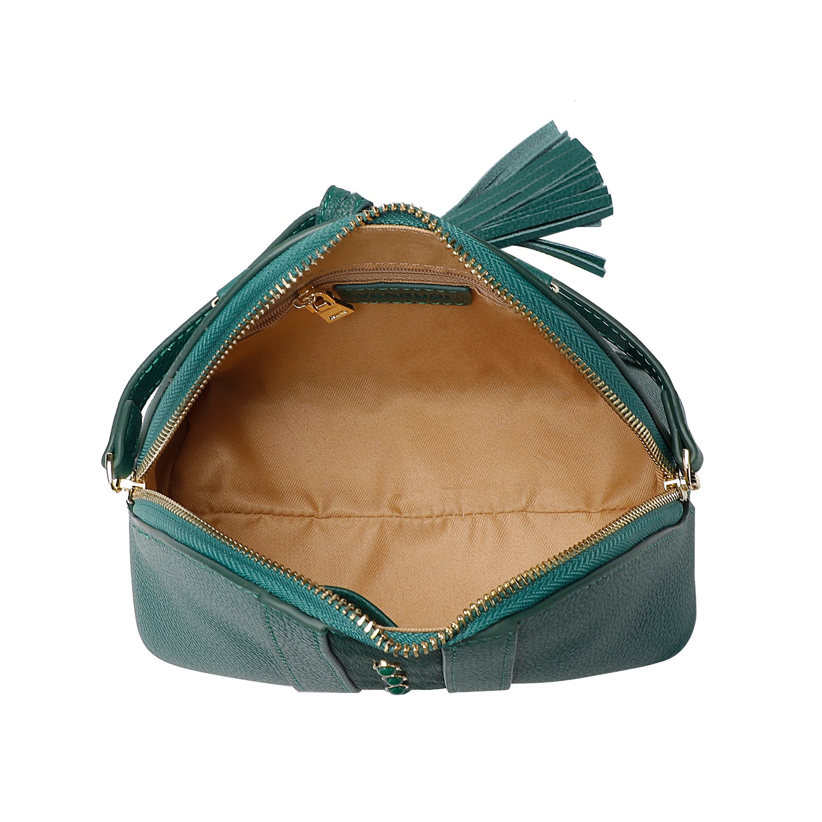Green Leather Dome Bag — Hair-On Panel & Statement Tassel