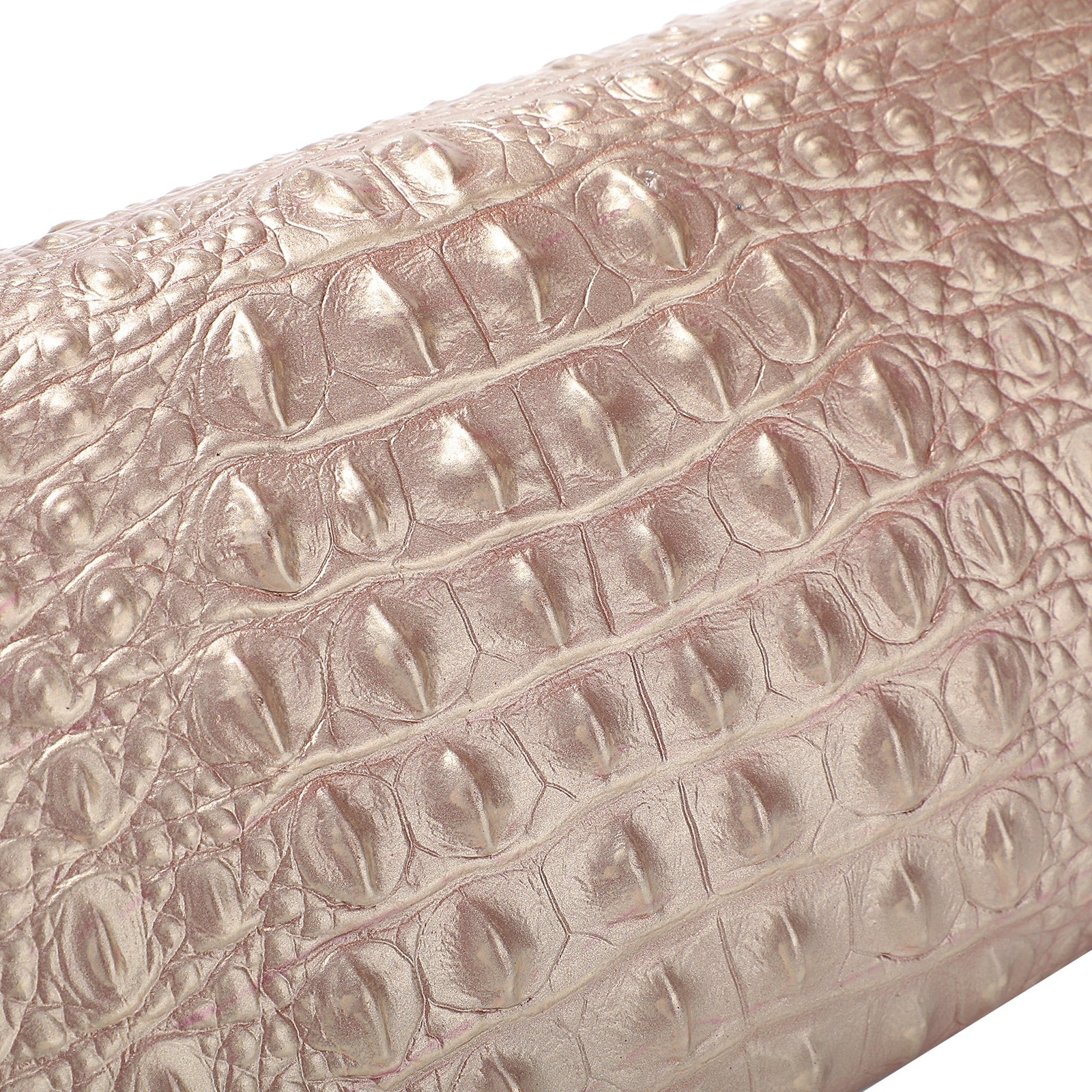 Rose Gold Embossed Leather Clutch with Chain and Wristlet