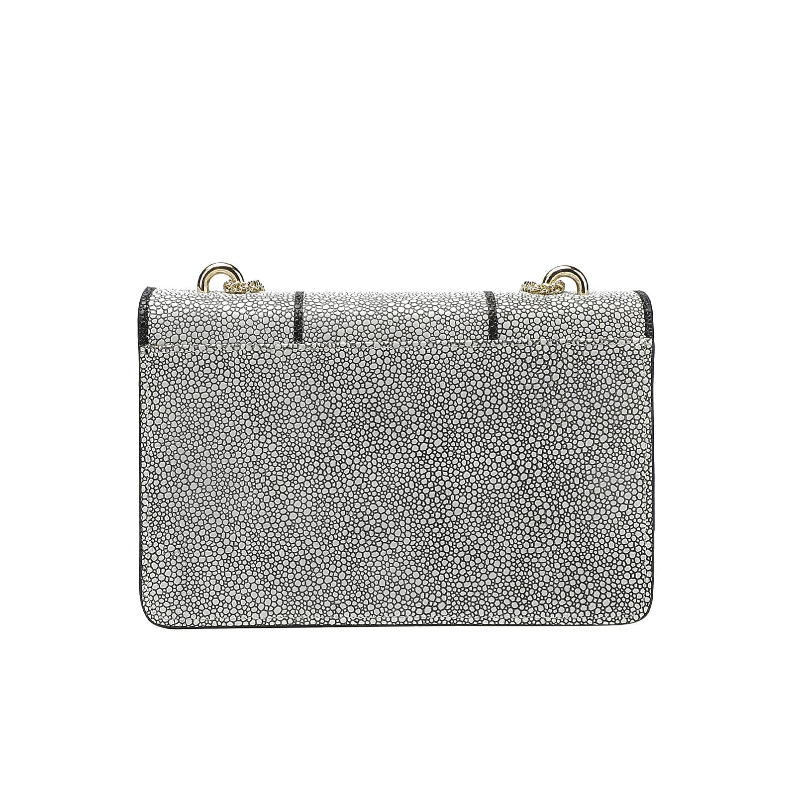 Light Grey Printed & Textured Leather Chain Bag