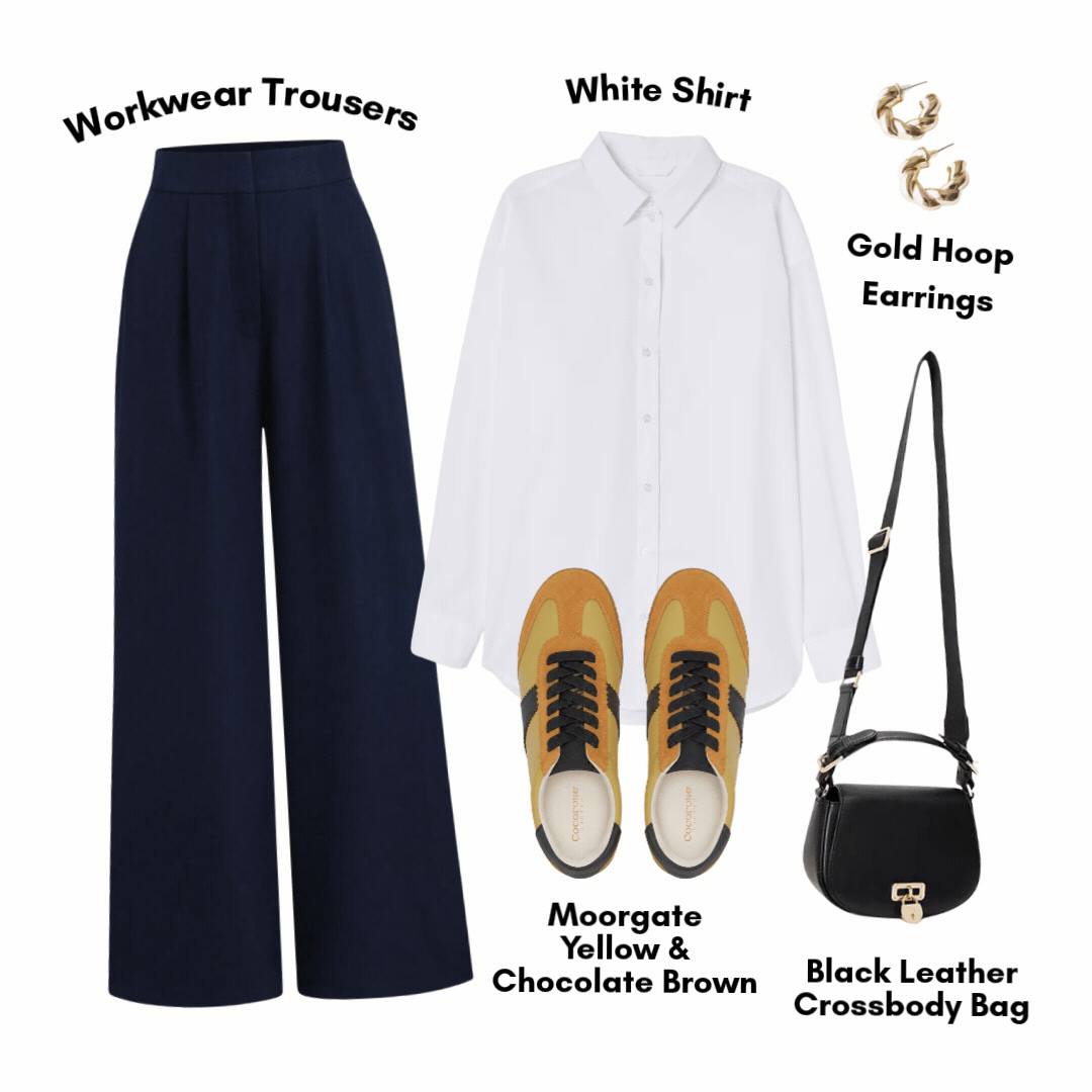 style notes and recommendations for Moorgate Yellow and Chocolate Brown Trainer
