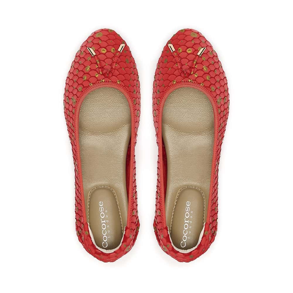 Red Leather Ballet Flat Pointed Toe