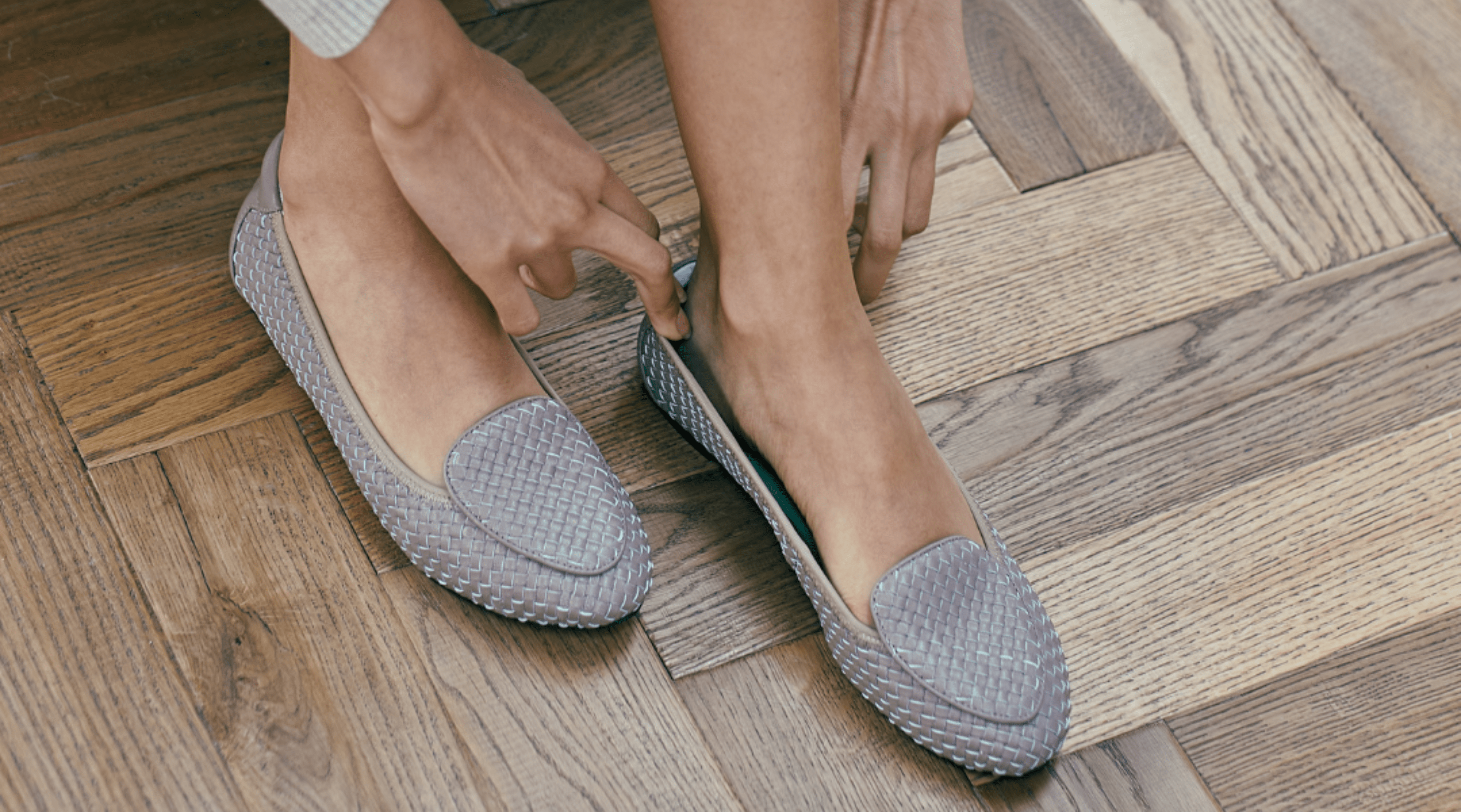 Clapham Dusky Pink woven leather loafers by Cocorose London