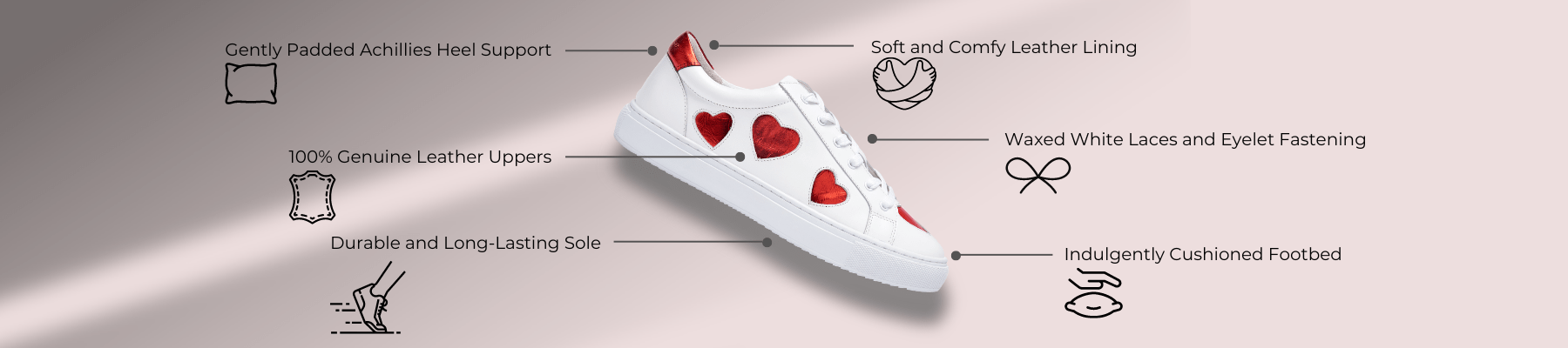 Women's Leather Trainers Gently Padded Cushioned Footbeds by Cocorose London