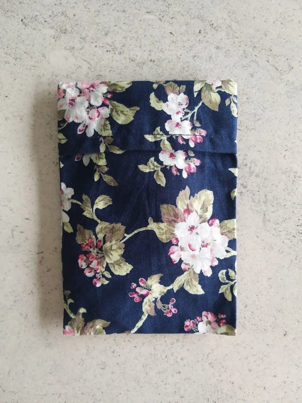 Cotton Face Mask with Filter Pocket and Matching Pouch - Floral Print Navy Cocorose London