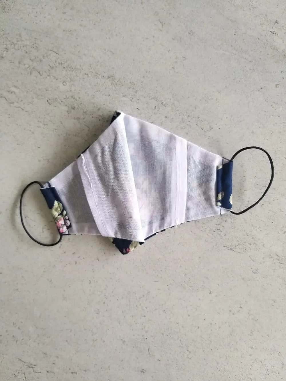 Cotton Face Mask with Filter Pocket and Matching Pouch - Floral Print Navy Cocorose London