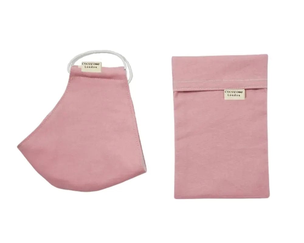 Cotton Face Mask with Filter Pocket and Matching Pouch - Plain Pink Cocorose London