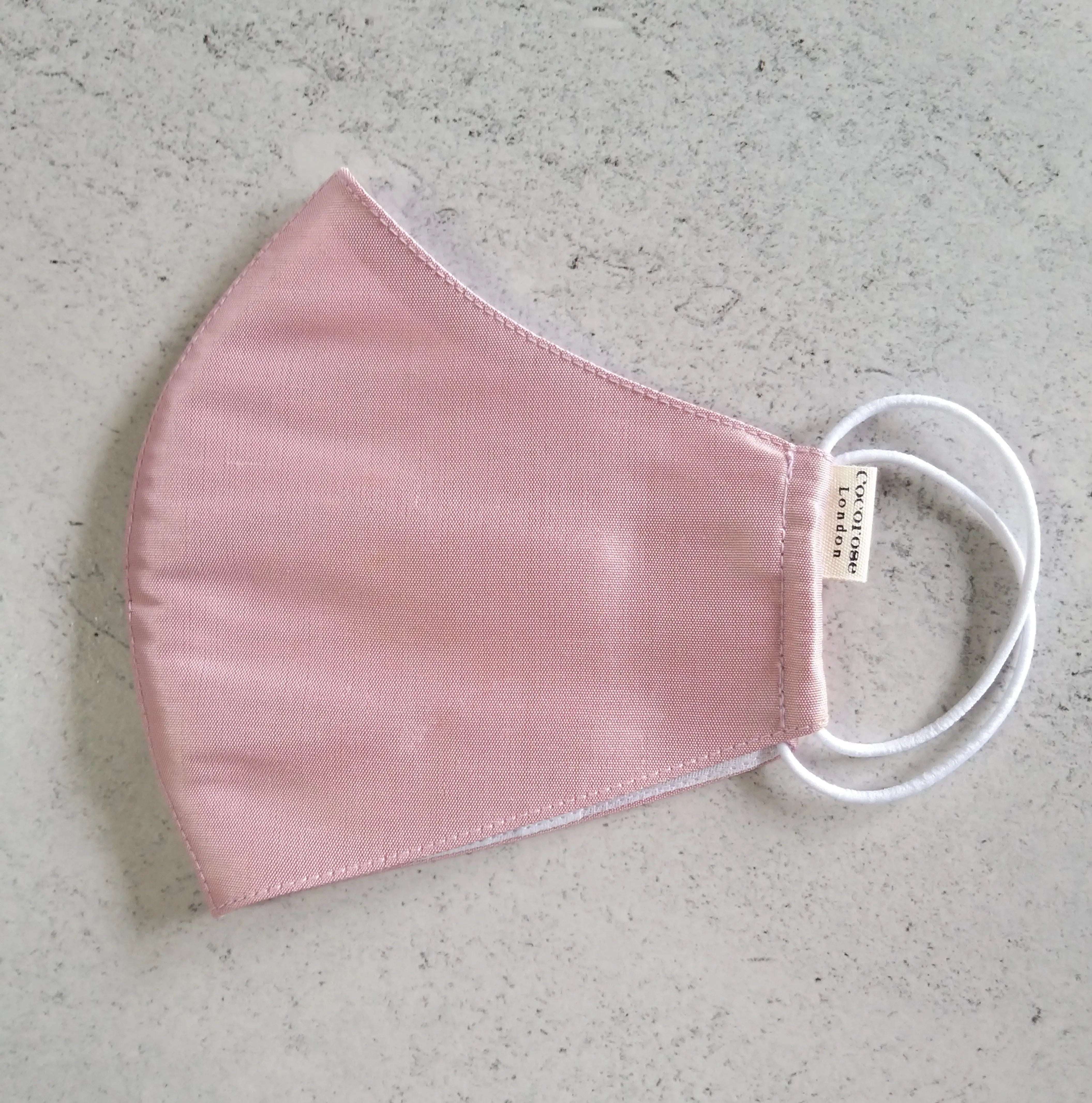 Silk Face Mask with Filter Pocket and Matching Pouch - Blush Cocorose London