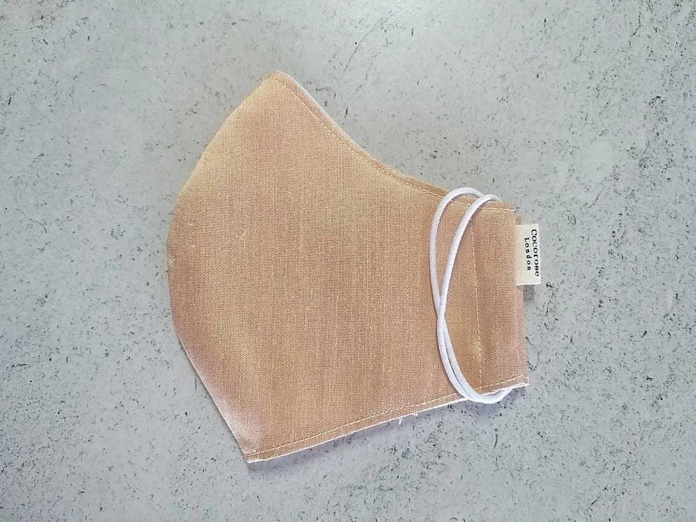 Silk Face Mask with Filter Pocket and Matching Pouch - Rose Gold Cocorose London
