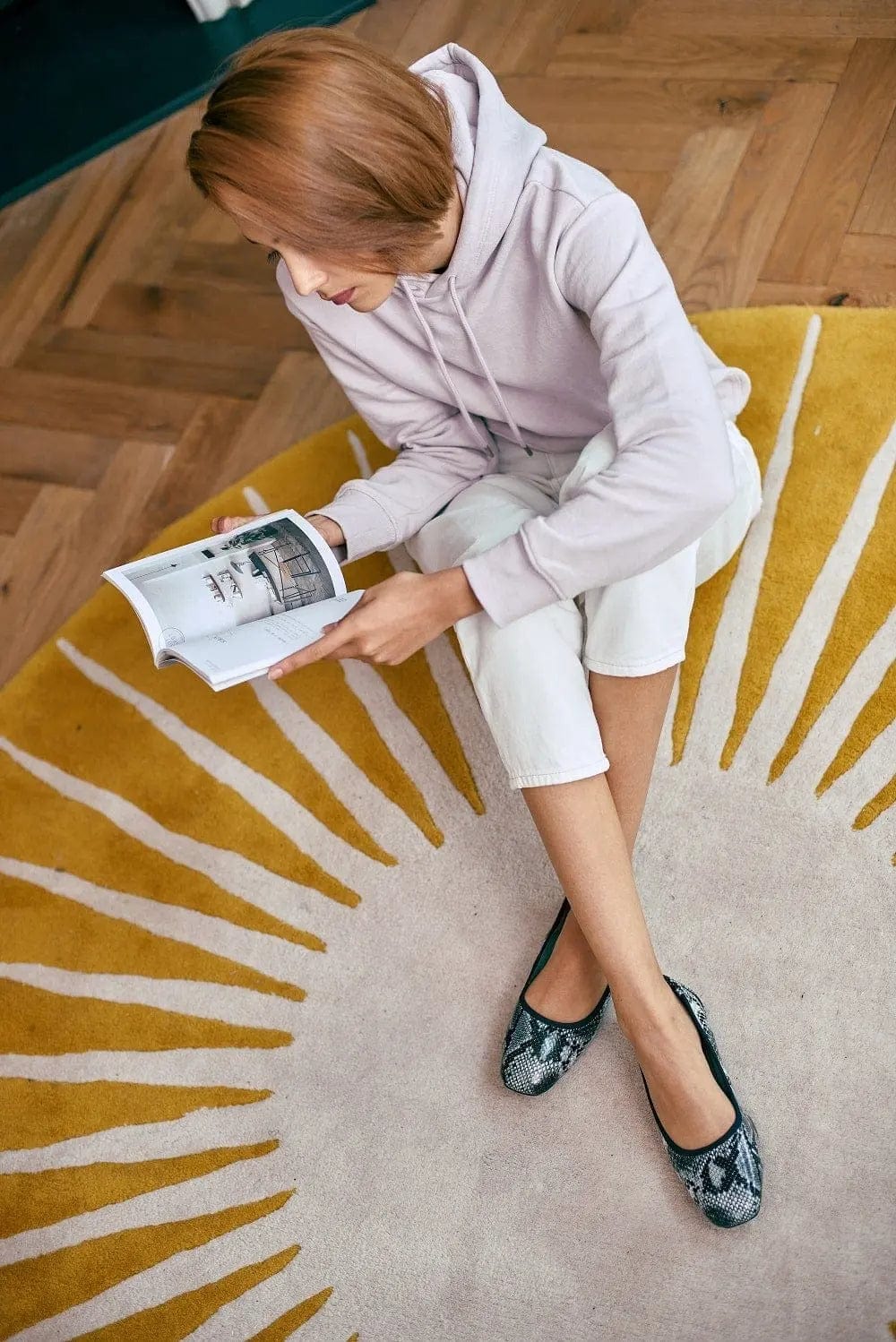 Barnes - Grey Snakeprint Leather Flats Cocorose London