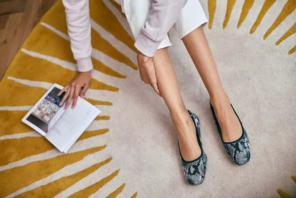 Barnes - Grey Snakeprint Leather Flats Cocorose London