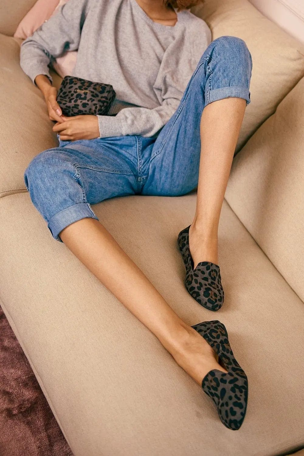 Carnaby - Grey Leopard Foldable Flats Cocorose London
