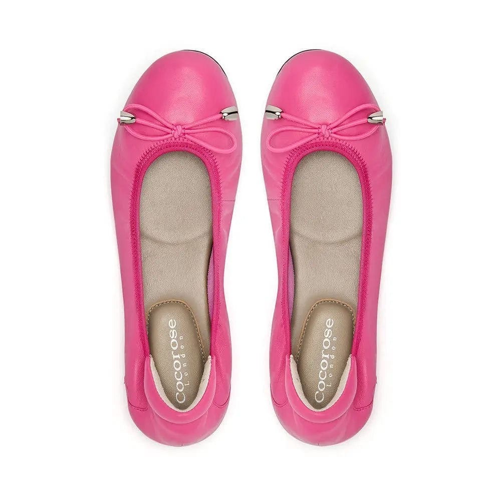 Sandringham - Fuchsia Pink Leather Ballet Flats Cocorose London