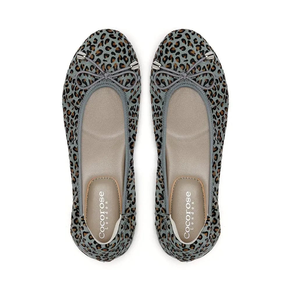 Sandringham - Grey Leopard Leather Flats Cocorose London