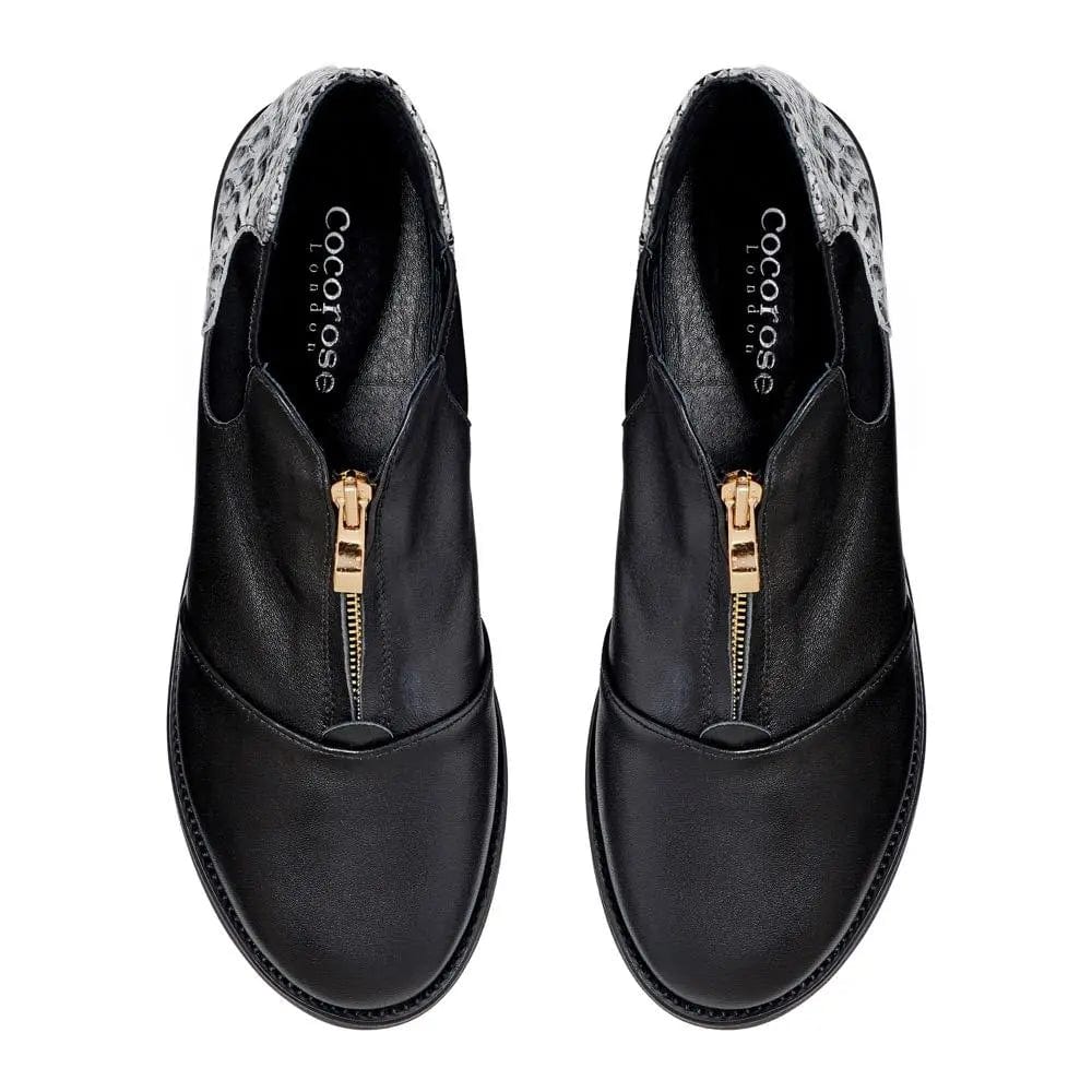 Hampstead - Black and Grey Snakeprint Leather Boots Cocorose London