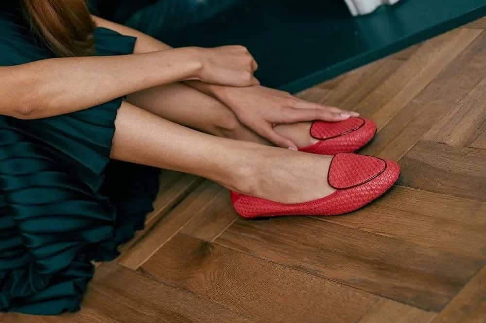 smart and chic coral leather loafers