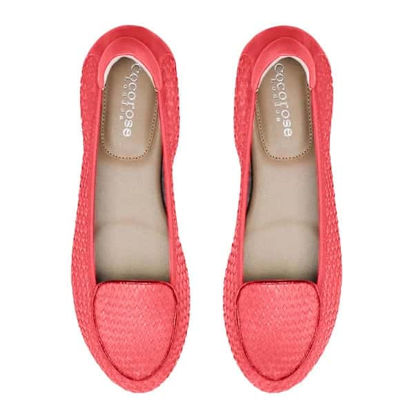 soft woven coral leather flats