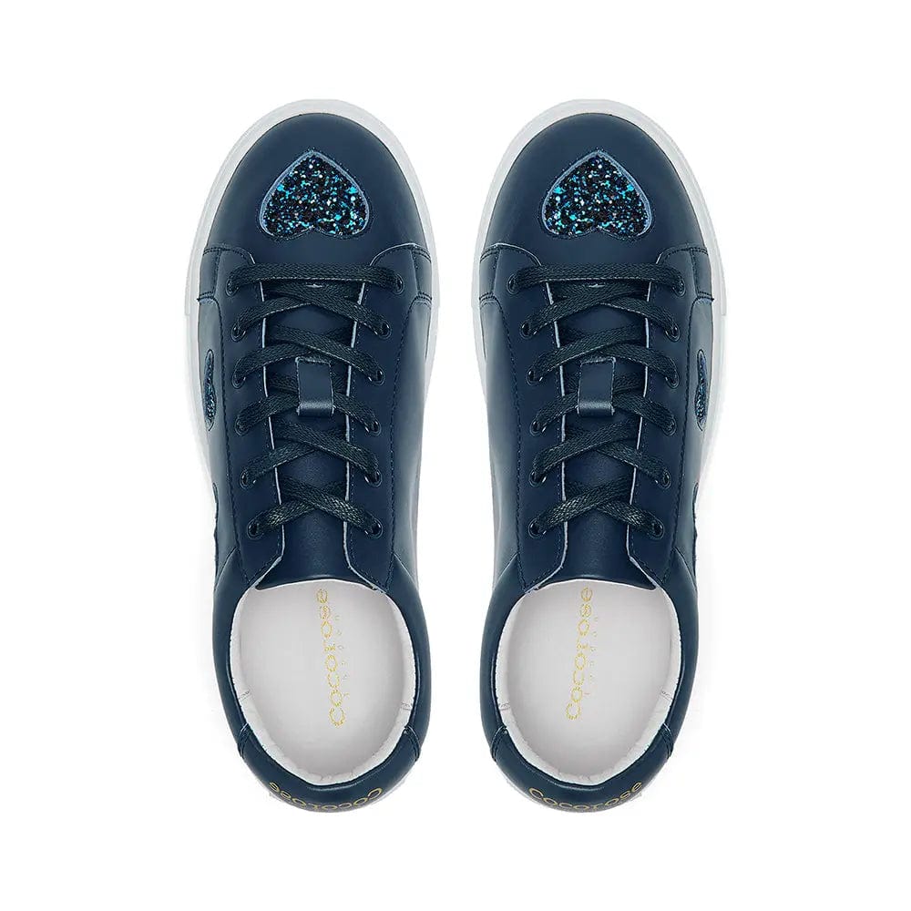 Hoxton - Navy with Navy Glitter Hearts Trainer (EU36 Only) Cocorose London