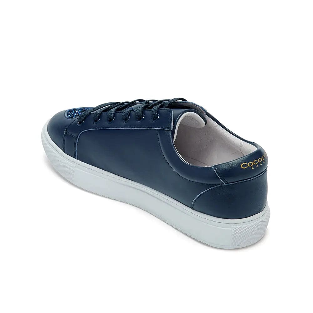 Hoxton - Navy with Navy Glitter Hearts Trainer (EU36 Only) Cocorose London