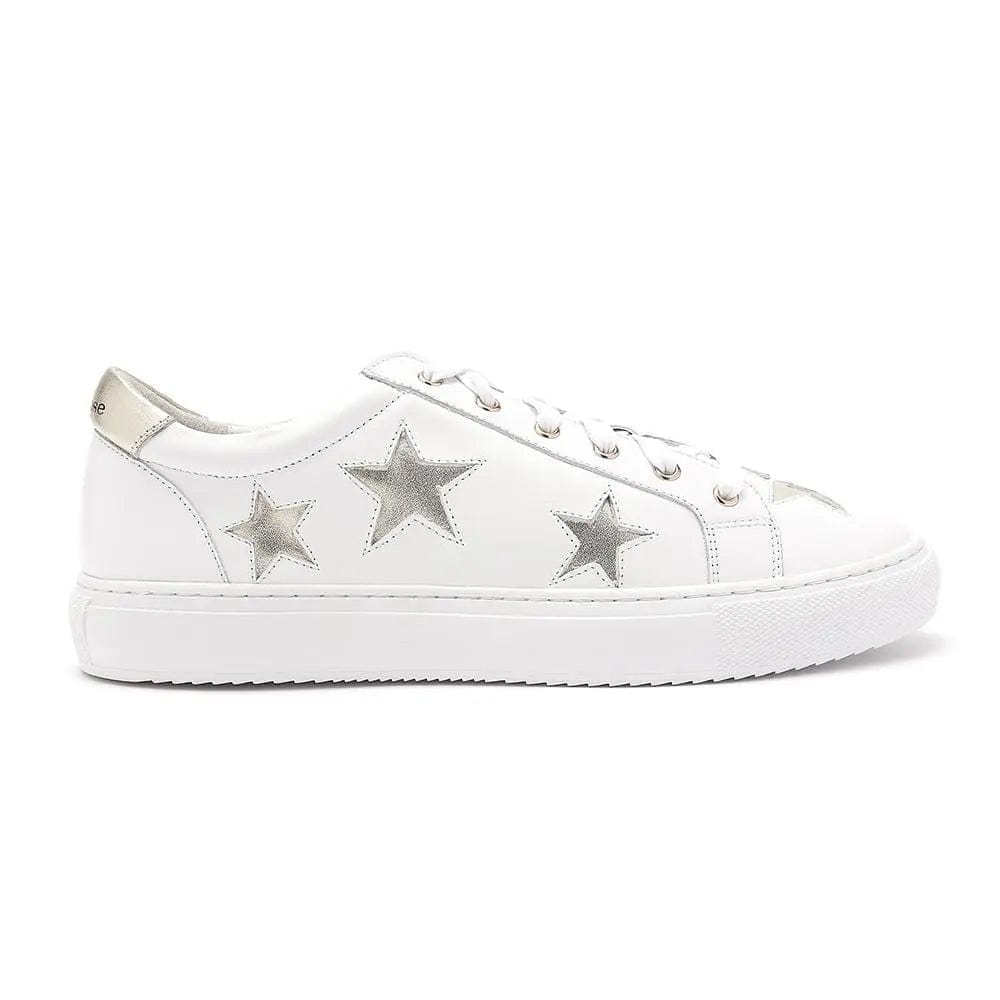 Hoxton - White with Gold Stars Leather Trainers Cocorose London