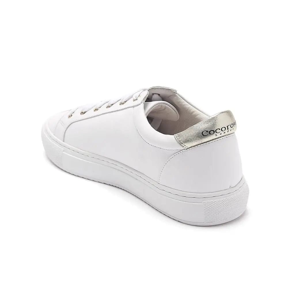 Hoxton - White with Gold Stars Leather Trainers Cocorose London