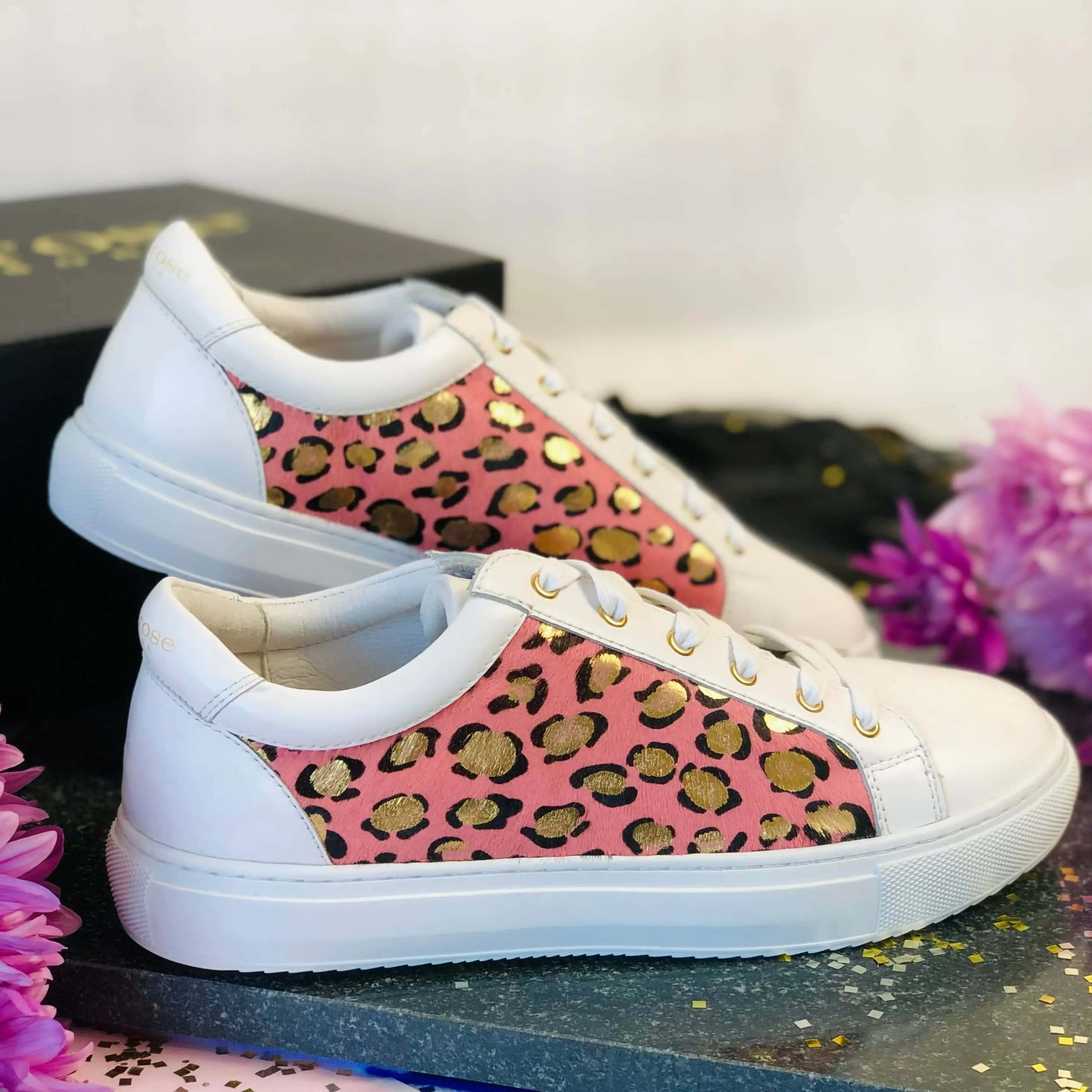 Hoxton - White with Pink & Gold Leopard (EU36 &37) Cocorose London