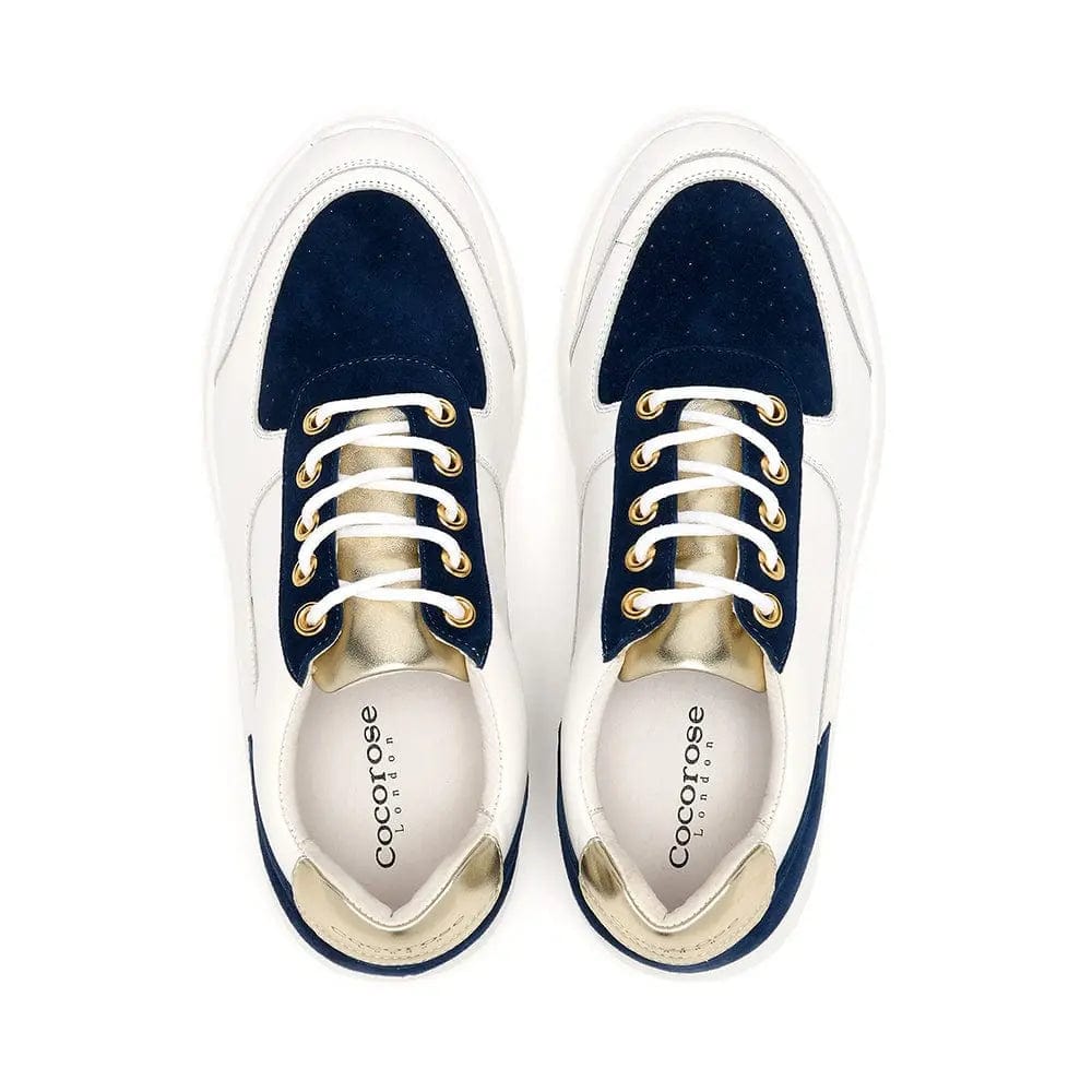 Shoreditch - Navy & Gold Leather Trainer (EU38 only) Cocorose London