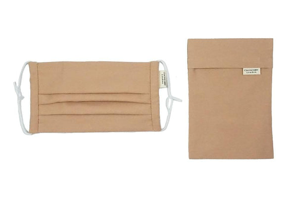 Pleated Cotton Face Mask with Nose Wire and Matching Pouch - Plain Terracotta Cocorose London