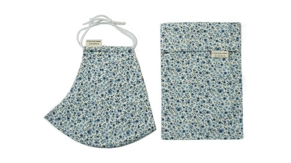 Cotton Face Mask with Filter Pocket and Pouch - Sara Blue Cocorose London