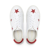 Hoxton - White with Red Stars Leather Trainers Cocorose London