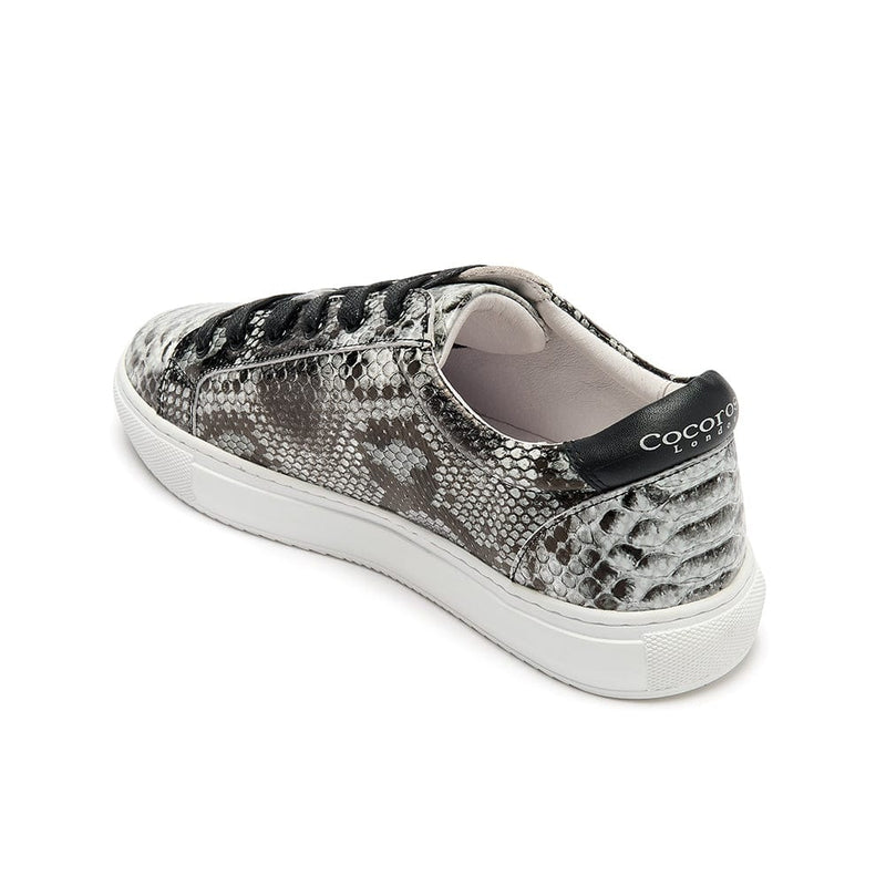 Hoxton - Grey Snakeprint Leather Trainers Cocorose London