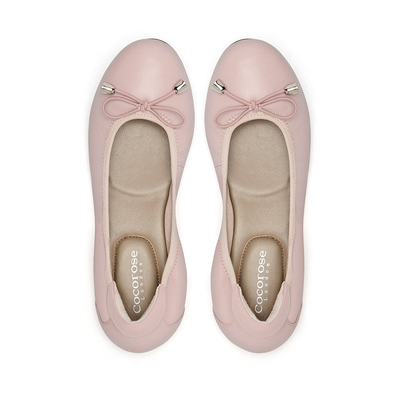 Sandringham - Pastel Pink Leather Ballet Flats Cocorose London