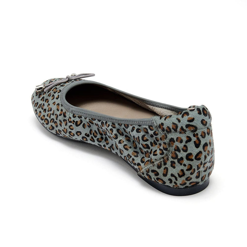 Sandringham - Grey Leopard Leather Flats Cocorose London