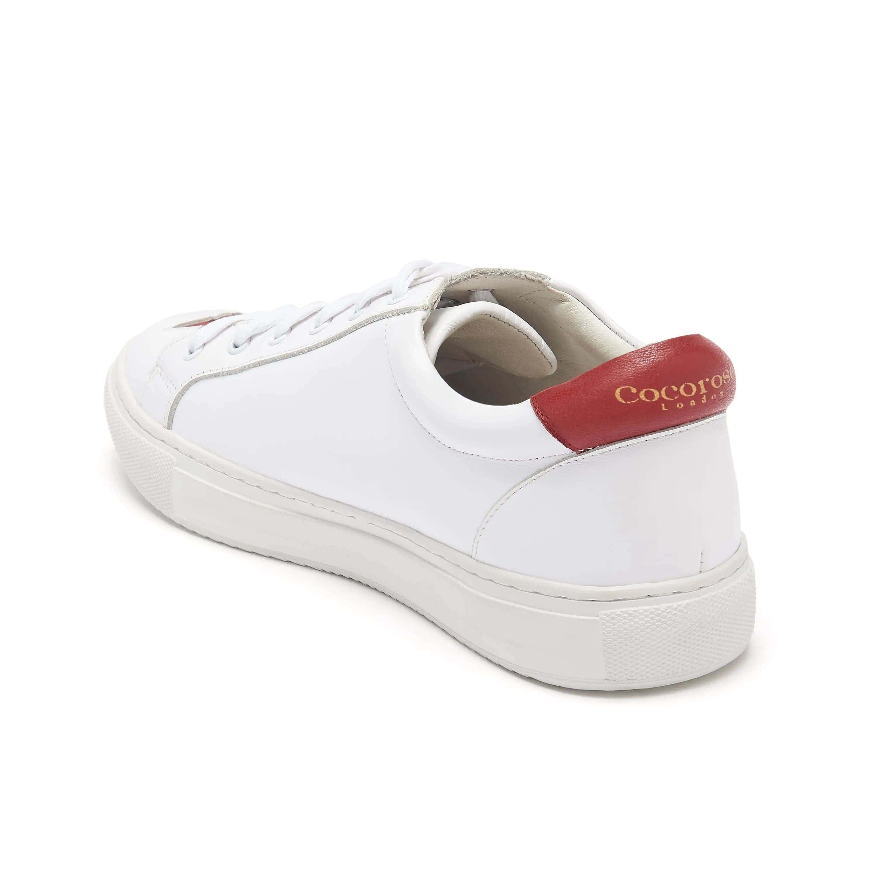 Hoxton White with Red Stars Leather Trainer Cocorose London
