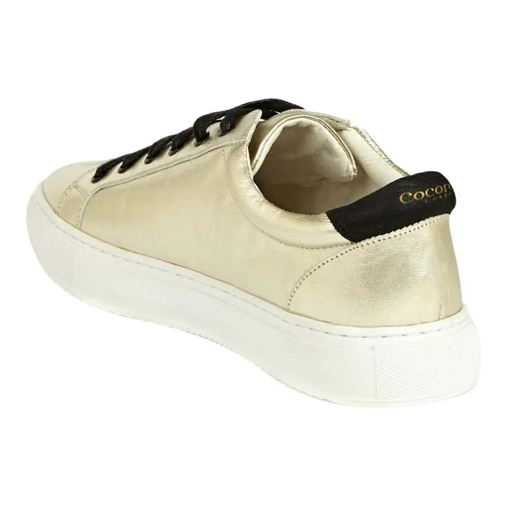 Hoxton - Gold with Black Stars Leather Trainers Cocorose London