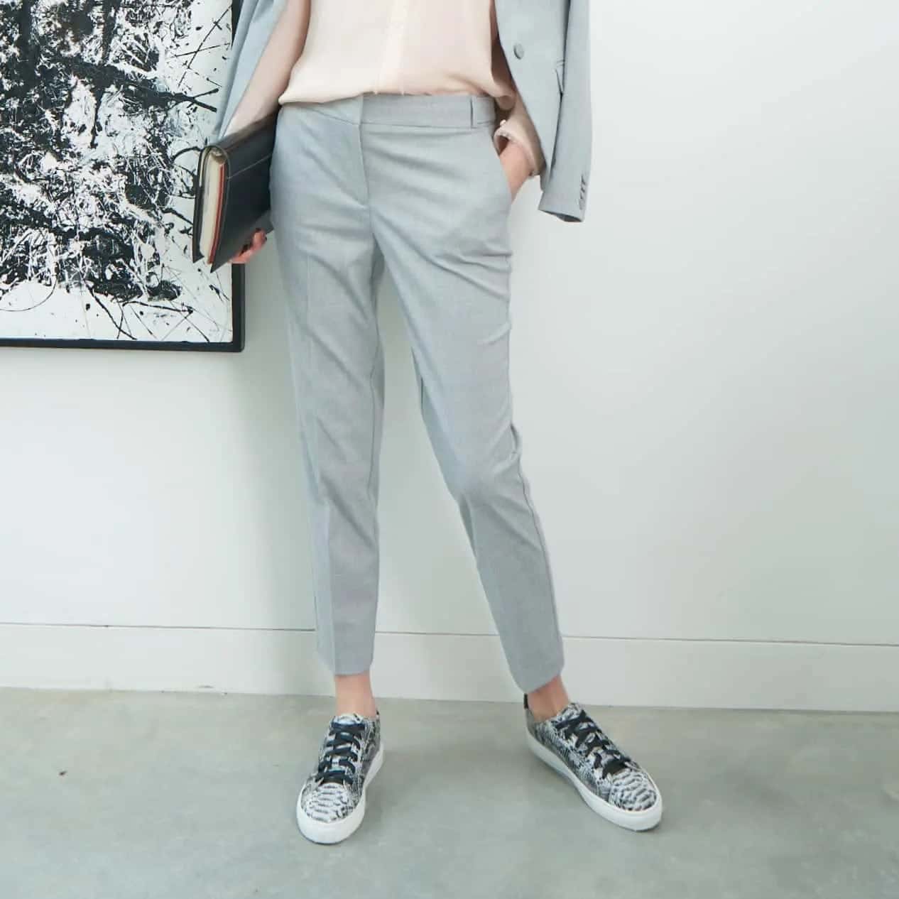 Hoxton - Grey Snakeprint Leather Trainers Cocorose London